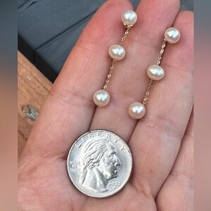 Effy 14K yellow, gold and white pearls Elegant Drop Earrings